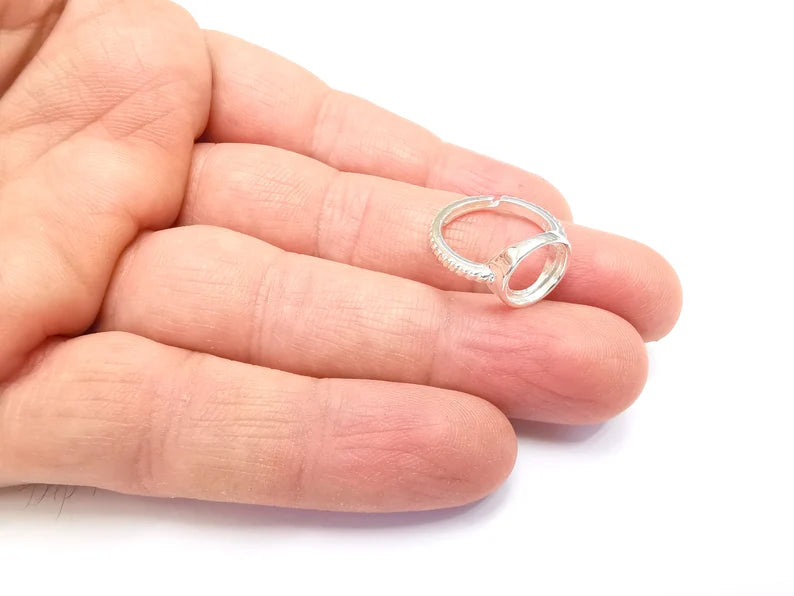 Sterling Silver Ring Blank Bezel 925 Silver Ring Setting Solid Silver Ring Cabochon Ring Mounting Adjustable Ring Base (10mm round) G30093