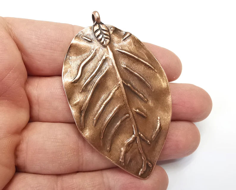 Leaf Pendant Antique Copper Plated Pendant (70x43mm ) G27424