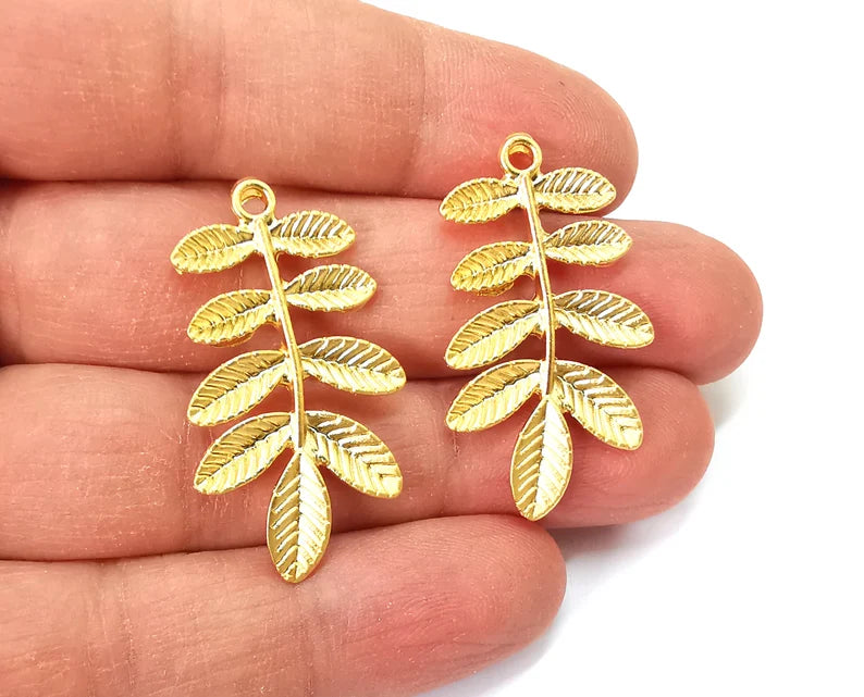 Leaf Charms Gold Plated Charms (38x21mm) G27586