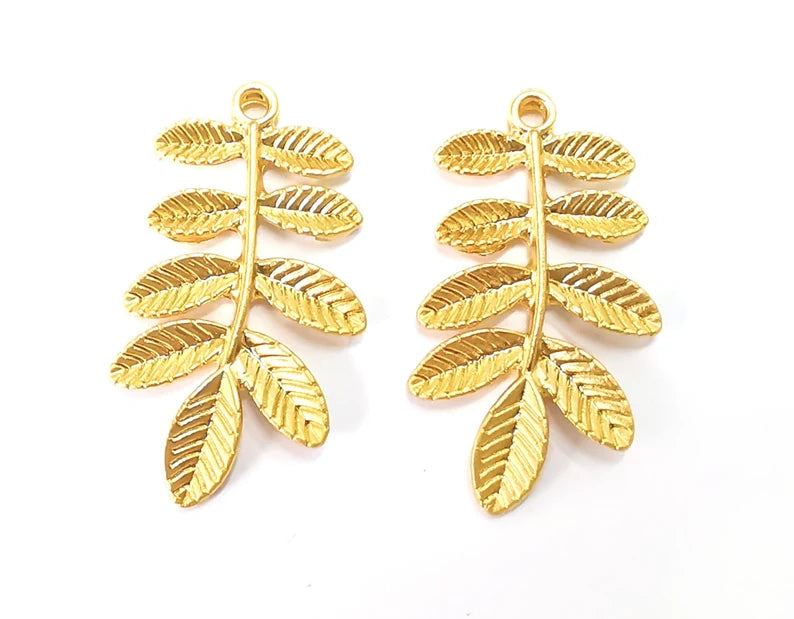 Leaf Charms Gold Plated Charms (38x21mm) G27586