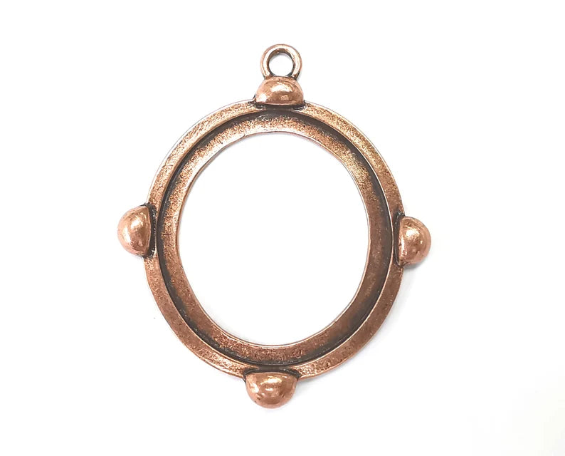 Oval Pendant Blank Antique Copper Plated Pendant (45x40mm Blank) G27432