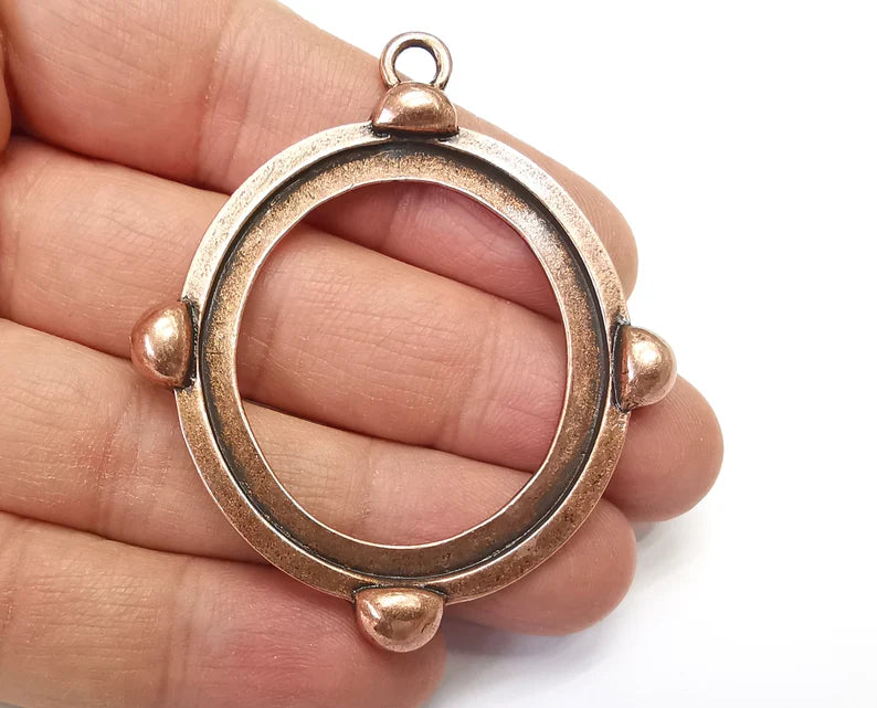 Oval Pendant Blank Antique Copper Plated Pendant (45x40mm Blank) G27432