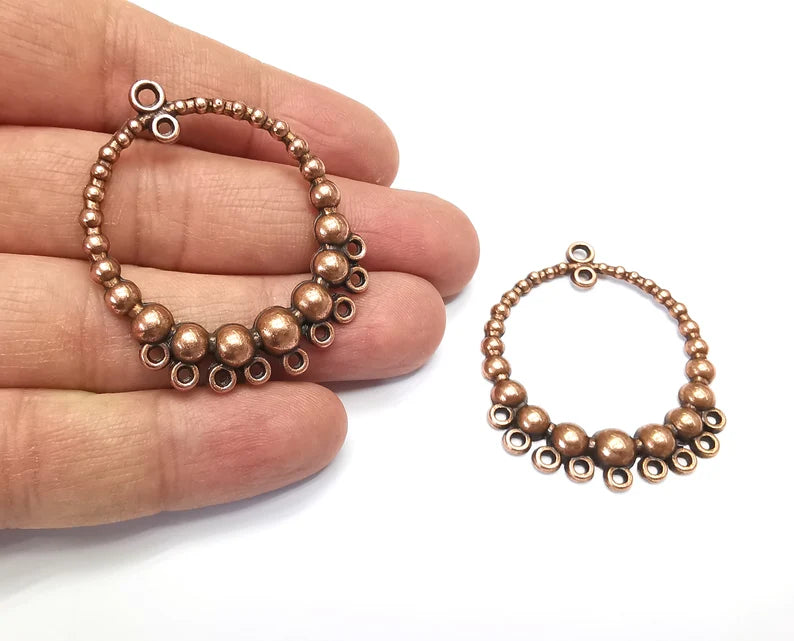 2 Necklace Charms Connector Antique Copper Plated Charms (47x39mm) G27433