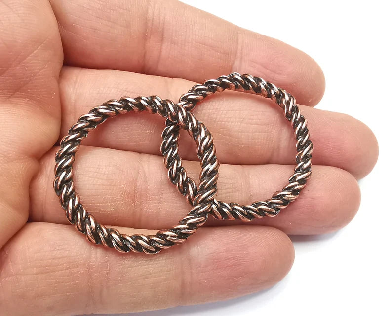 2 Twisted Circle Findings Antique Copper Plated Circle (37 mm) G27440