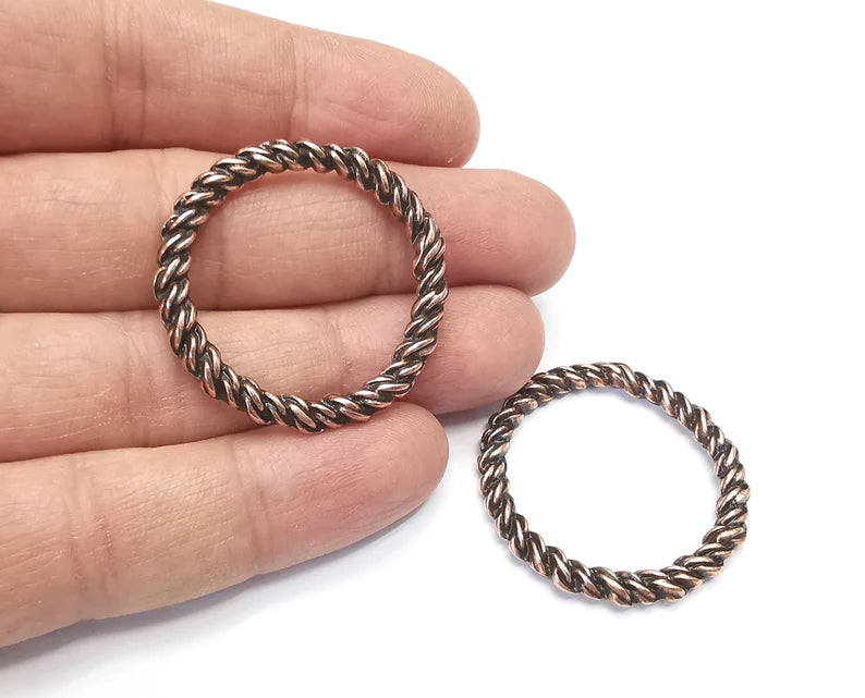 2 Twisted Circle Findings Antique Copper Plated Circle (37 mm) G27440