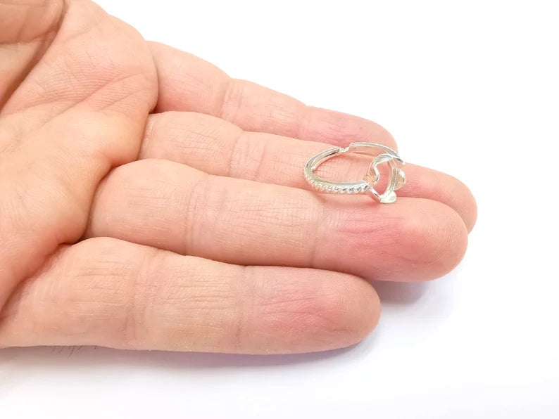 Sterling Silver Ring Blank Bezel 925 Silver Ring Setting Solid Silver Ring Cabochon Mounting Adjustable Ring Base (9x7mm oval) G30303