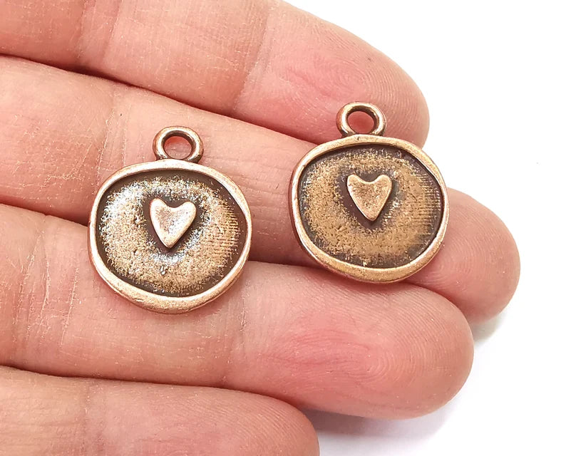 2 Pcs Heart Charm Antique Copper Plated Charm (25x20mm) G27595