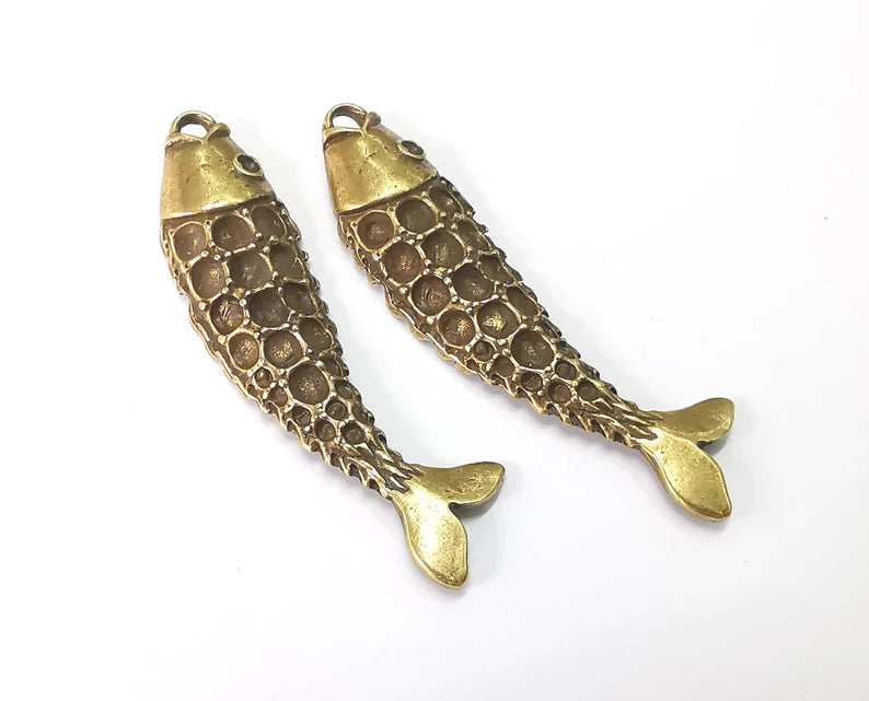Fish Pendant Antique Bronze Plated Pendant (64x16mm) G27596