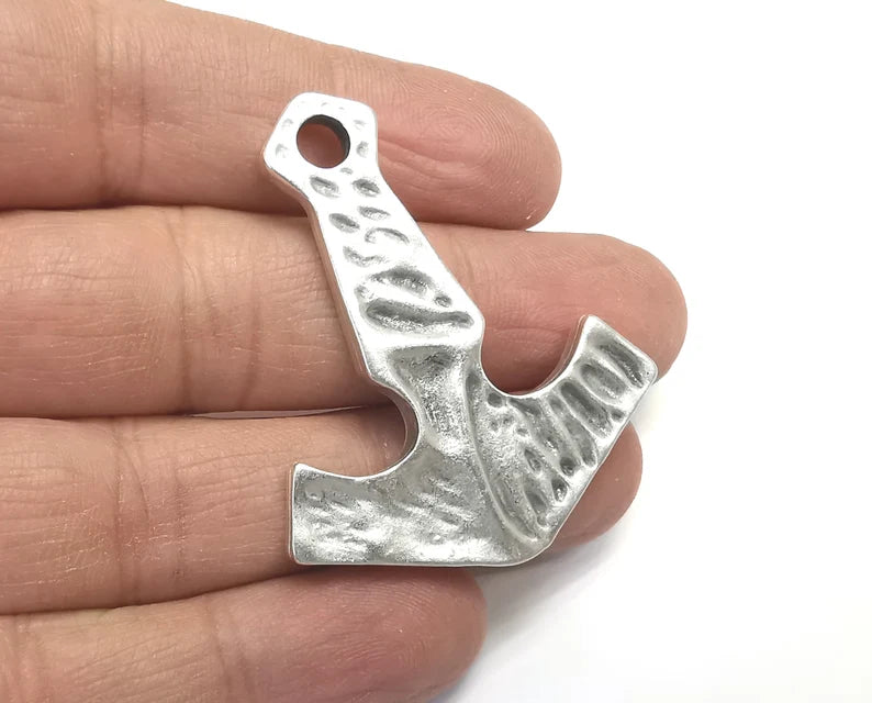 Anchor Charms Pendant (Double Sided) Antique Silver Plated Charms (49x41mm) G27452