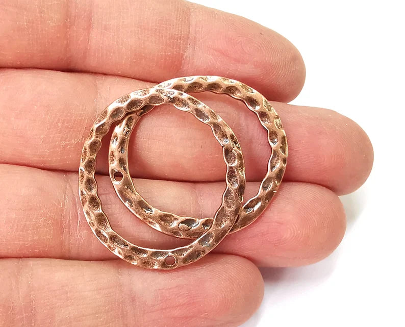 Hammered Oval Charms Antique Copper Plated Findings (34x31mm) G27600