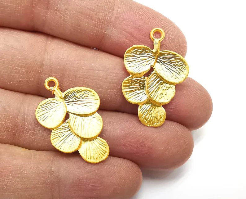 2 Leaf Charms Gold Plated Charms (30x20mm) G27476