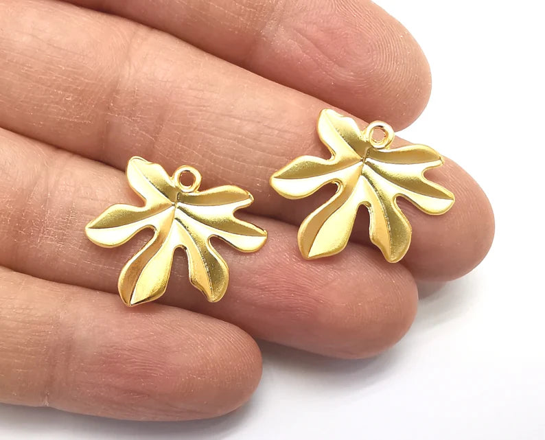 2 Leaf Charms Gold Plated Charms (24x21mm) G27479