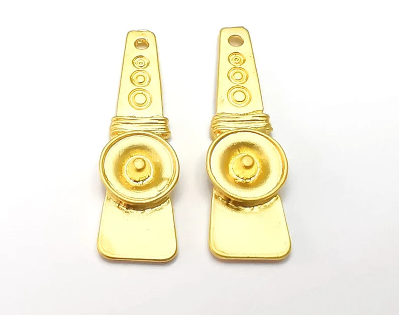 2 Ethnic Charms Gold Plated Charms (34x10mm) G27481