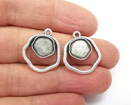 Silver Charms Blank Resin Bezel Mounting Cabochon Base Setting Antique Silver Plated Charms (10mm Blank) G27617