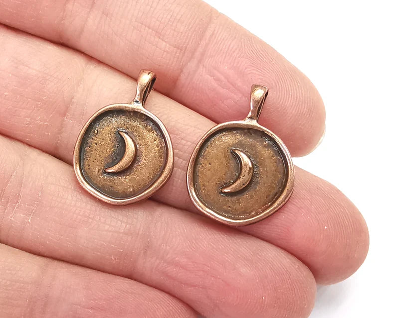 Crescent Moon Charms Antique Copper Plated Charm (24x17mm) G27619