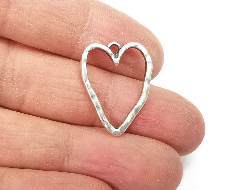 Heart Charms Antique Silver Plated Charms (24x18mm) G27630