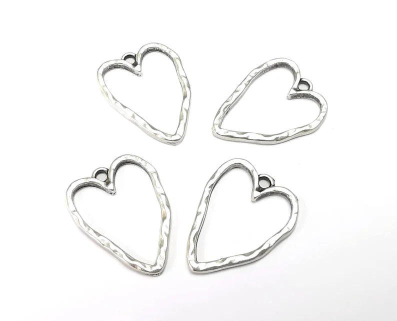 Heart Charms Antique Silver Plated Charms (24x18mm) G27630