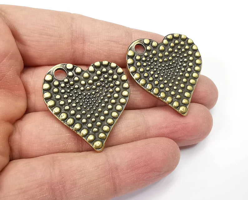 Heart (Double Sided Charms Pendant Antique Bronze Pendant (35x32mm) G27633