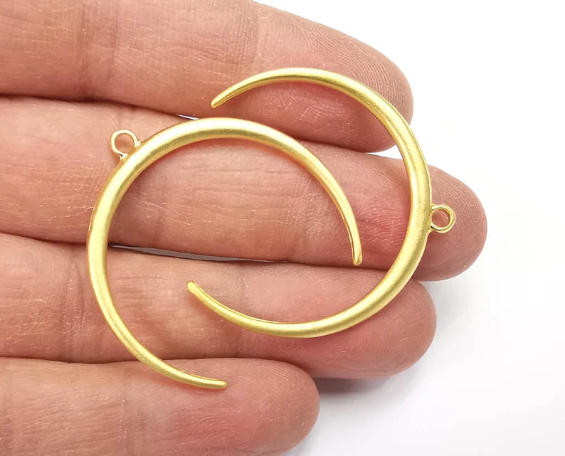 2 Pcs Crescent Moon Charms Gold Plated Charms (38mm) G27637