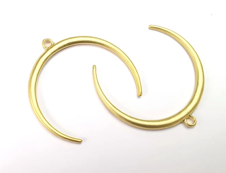 2 Pcs Crescent Moon Charms Gold Plated Charms (38mm) G27637