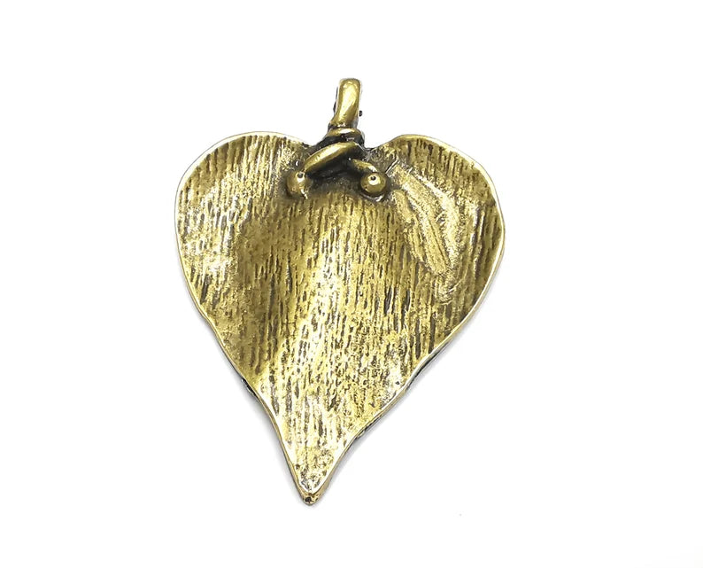 Heart Leaf Pendant Antique Bronze Pendant (64x45mm) G27665