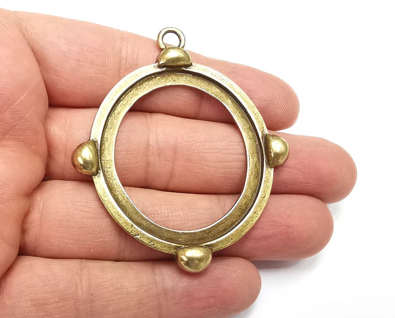 Oval Pendant Blank Antique Bronze Plated Pendant (45x40mm Blank) G27526