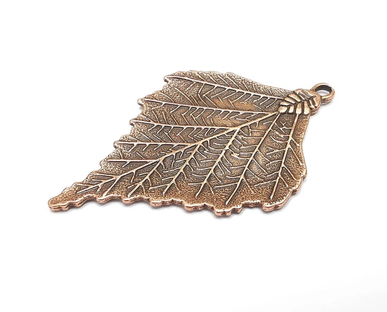 Leaf Charms Pendant (Double Sided) Antique Copper Plated Charms (70x44mm) G21912