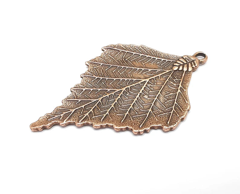 Leaf Charms Pendant (Double Sided) Antique Copper Plated Charms (70x44mm) G27528