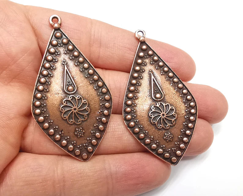 Ethnic Drop Charms Antique Copper Plated Charms (58x32mm) G27529