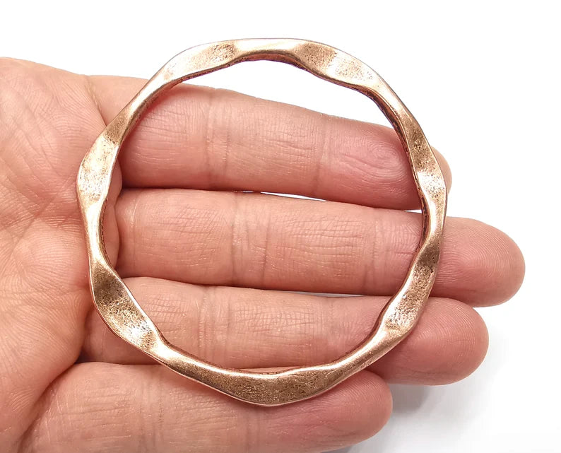 Hammered Circle Findings Connector Antique Copper Plated (73mm) G27530