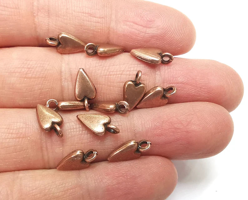 Heart Charm (Double Sided) Antique Copper Plated Charms (13x7mm) G27533