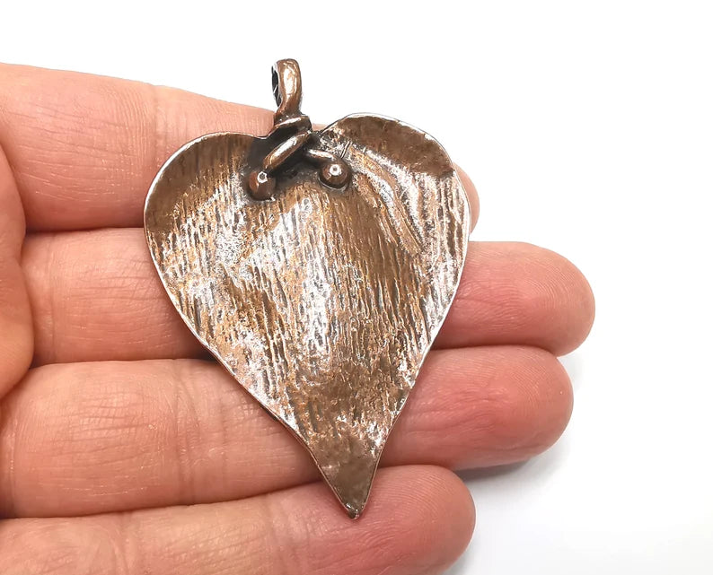 Heart Leaf Pendant Antique Copper Plated Pendant (64x45mm) G27534