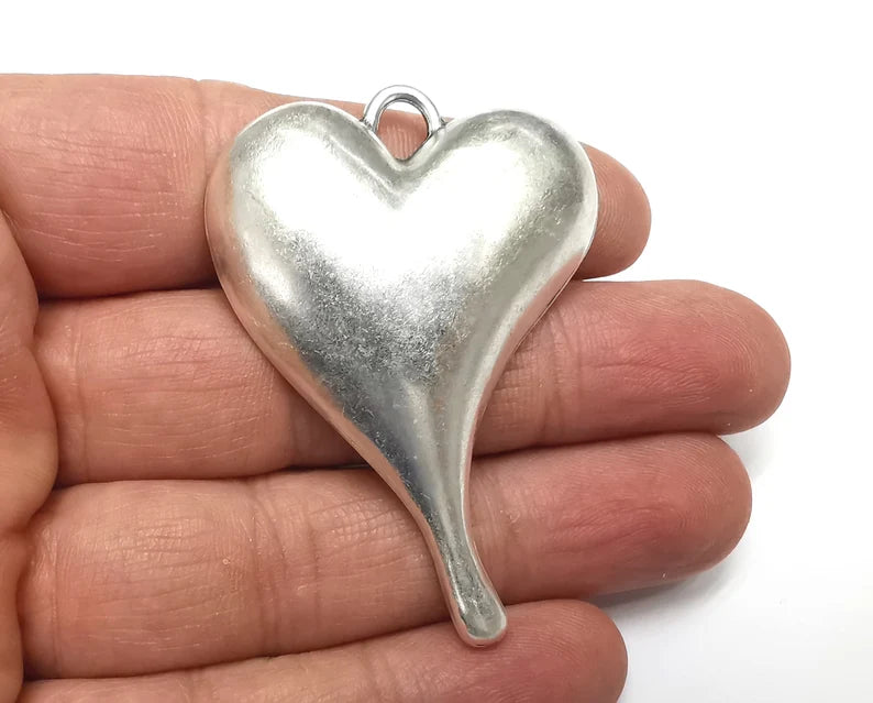 Heart Pendant Antique Silver Plated Pendant (58x41mm) G27538