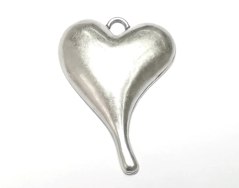 Heart Pendant Antique Silver Plated Pendant (58x41mm) G27538