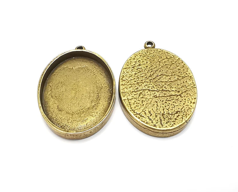 Oval Pendant Base Resin Blank inlay Blank Mosaic Blank Bezel Setting Mountings Antique Bronze Plated Pendant (40x30mm blank) G27539