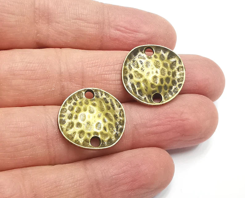 Disc Hammered Circle Charms Connector Antique Bronze Plated Connector (20 mm) G27680