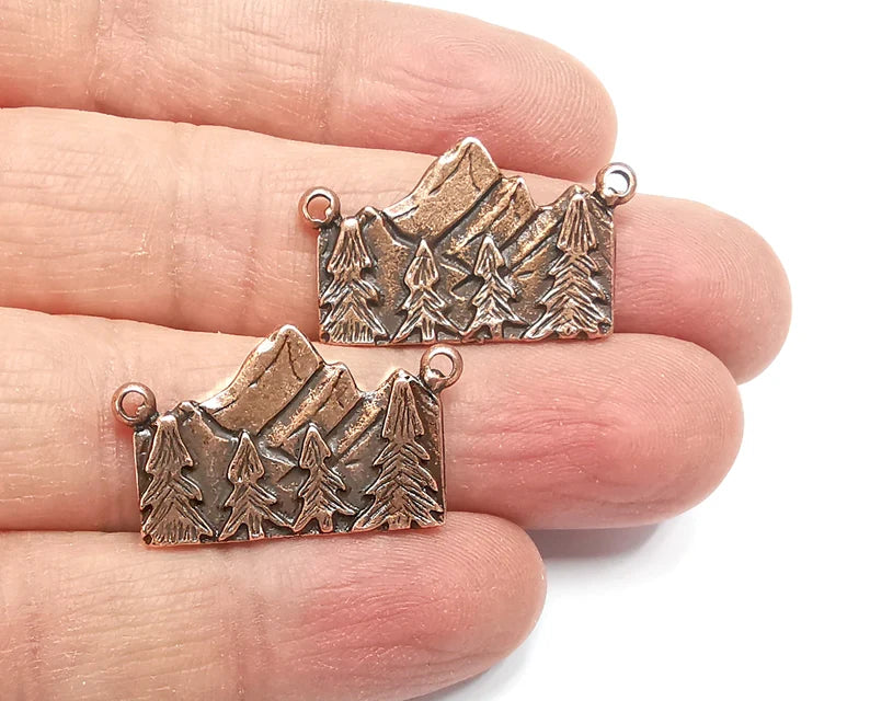 Mountain Charms Pendant Landscape Rock Forest Pendant Clif Charms Antique Copper Plated Pendant (30x17mm) G27683