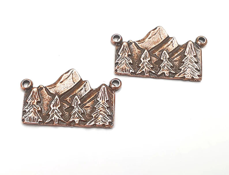 Mountain Charms Pendant Landscape Rock Forest Pendant Clif Charms Antique Copper Plated Pendant (30x17mm) G27683