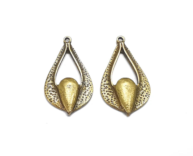 Antique Bronze Drop Charm Antique Bronze Plated Charms (32x18mm) G27694