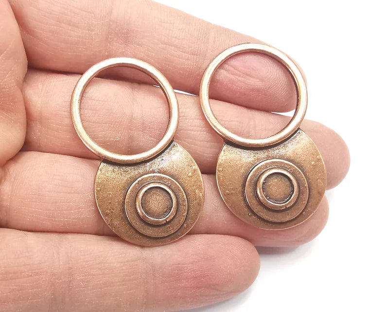 Ethnic Charms Blank Bezel Setting Antique Copper Plated Charms 44x25mm (7mm) G27700