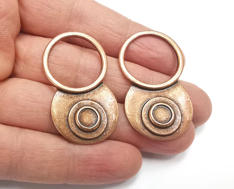 Ethnic Charms Blank Bezel Setting Antique Copper Plated Charms 44x25mm (7mm) G27700