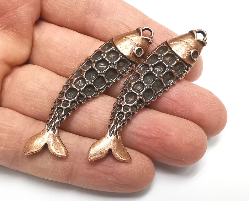 Fish Pendant Antique Copper Plated Pendant (64x16mm) G27553