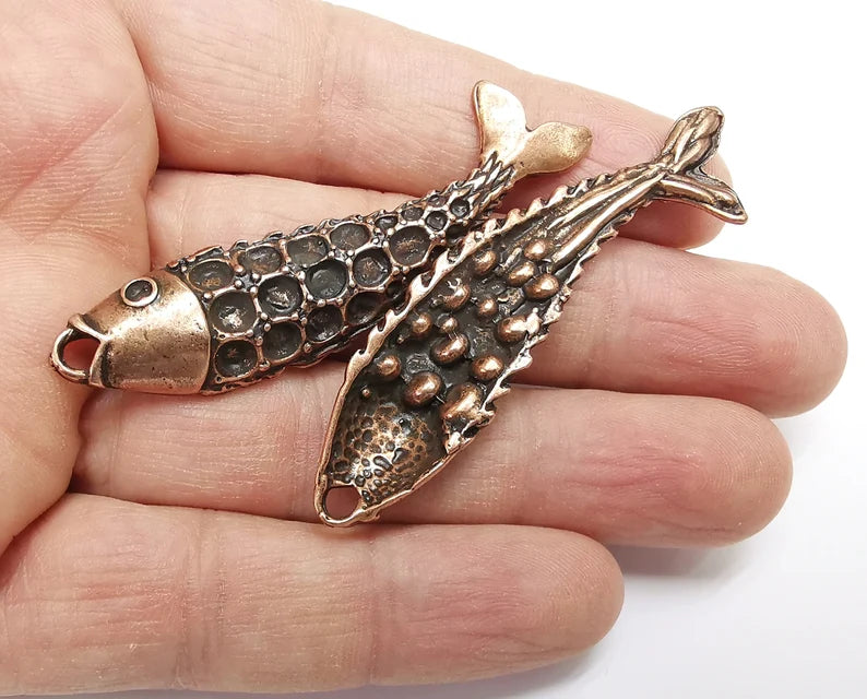 Fish Pendant Antique Copper Plated Pendant (64x16mm) G27553