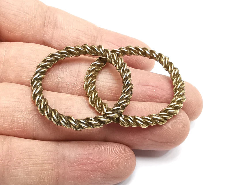 Twisted Circle Findings (Double Sided) Antique Bronze Plated Circle (37 mm) G27566