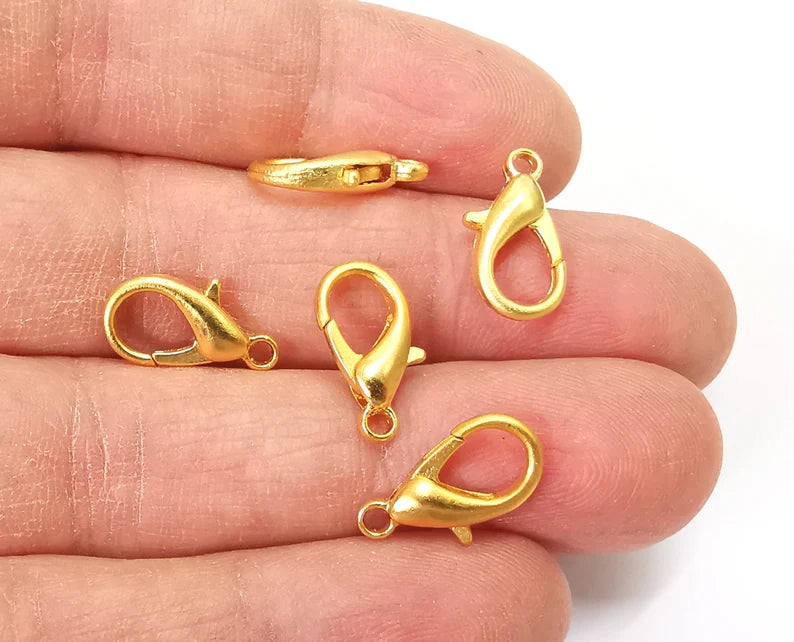 Lobster Clasps Findings Jewelry Components Matte Gold Plated Metal (16x8mm) G27573