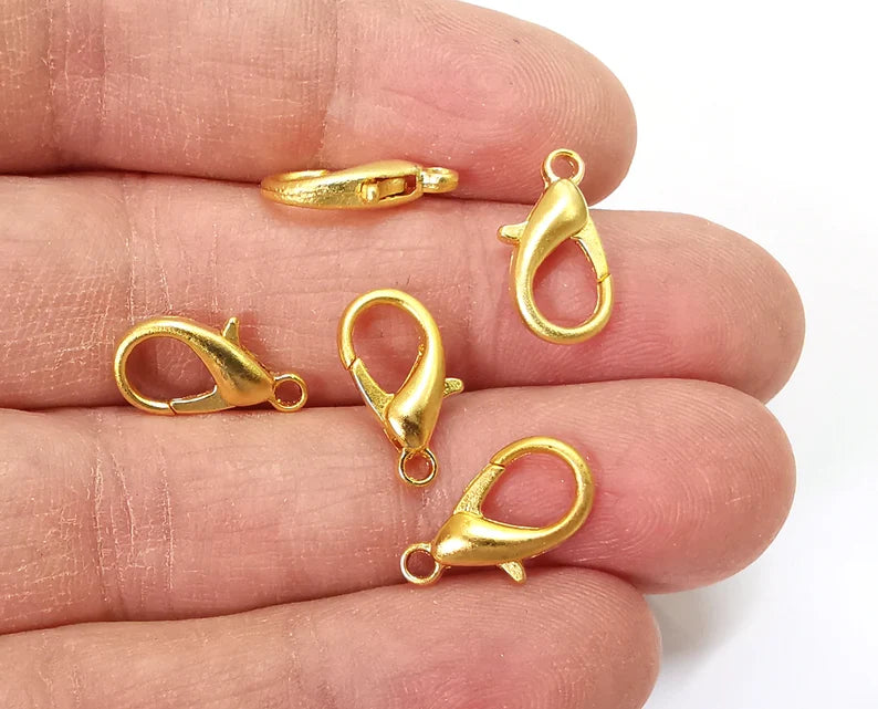 Lobster Clasps Findings Jewelry Components Matte Gold Plated Metal (16x8mm) G27573
