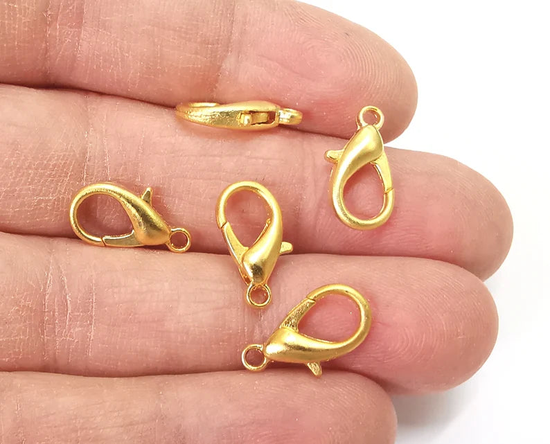 Lobster Clasps Findings Jewelry Components Matte Gold Plated Metal (16x8mm) G27573