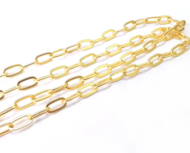 Oval Cable Matte Gold Plated Chain (12x6mm) 1 Meter - 3.3 Feet G27574