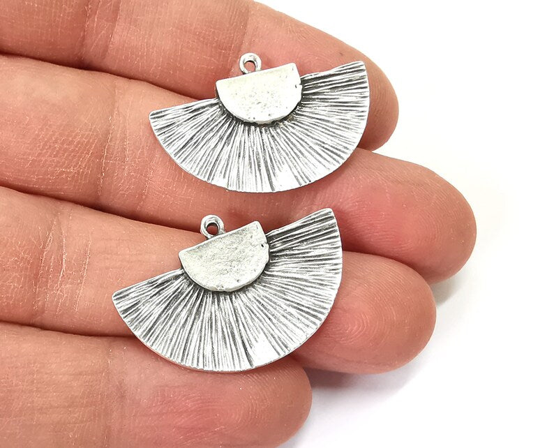 Ethnic Semi Circle Charm Antique Silver Plated Charms (33x21 mm) G27581