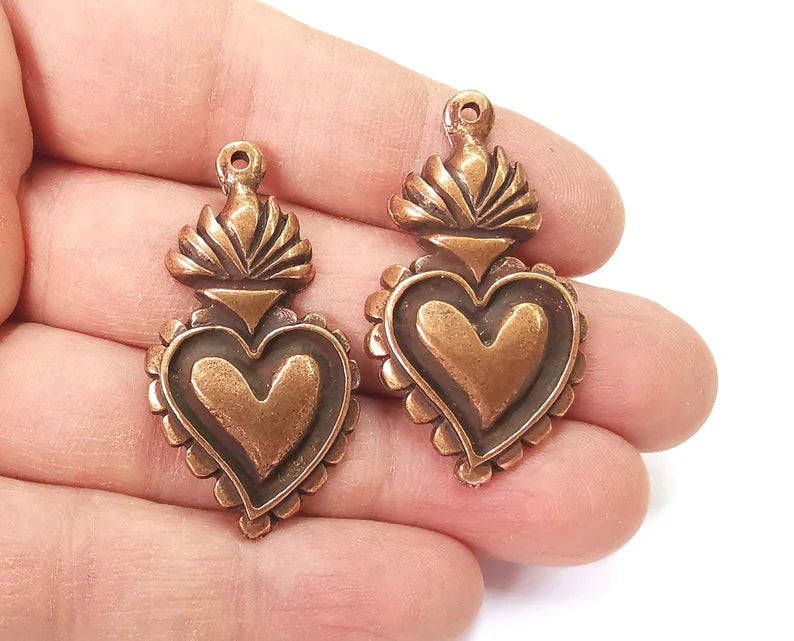 Heart Charms Antique Copper Plated Charm (43x24mm) G27592